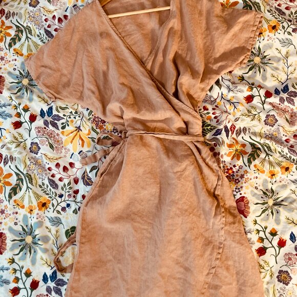 Linenfox Mimosa Wrap Linen Dress (Small/Medium) - Picture 4 of 4